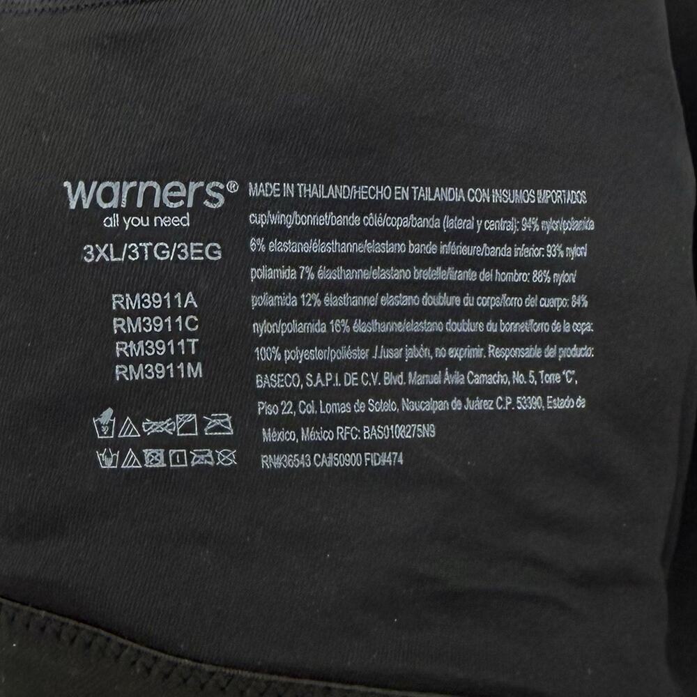 Warners Lightly Lined Wireless Bra “All You Need” Black Womens's 3XL Comfy - Picture 4 of 8
